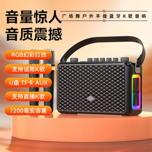 Shanshui Q10 Outdoor Karaoke Speaker Portable Handheld Square Dance Bluetooth Speaker Sound Card Internal Recording Teaching Camping