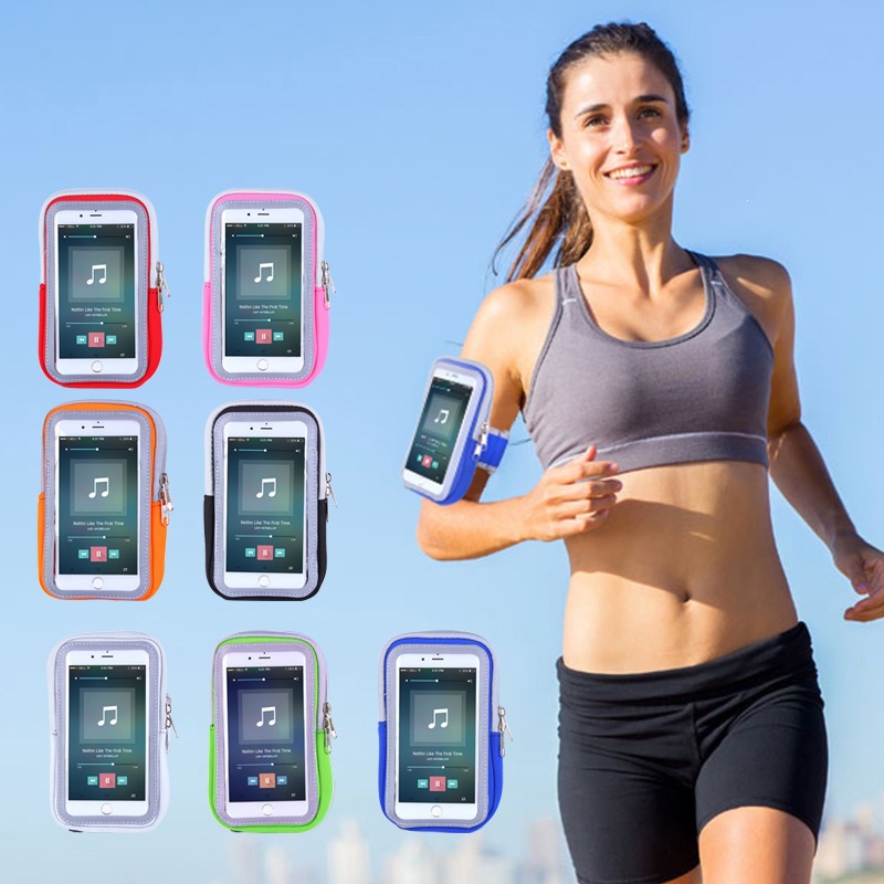 Sports phone armband, fitness outdoor phone arm pouch, running transparent touchscreen arm pouch, breathable wrist and arm pouch