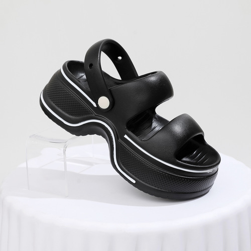 2024 thick-soled platform high-heeled clogs EVA women's summer outer wear increased casual two-strap sandals wholesale