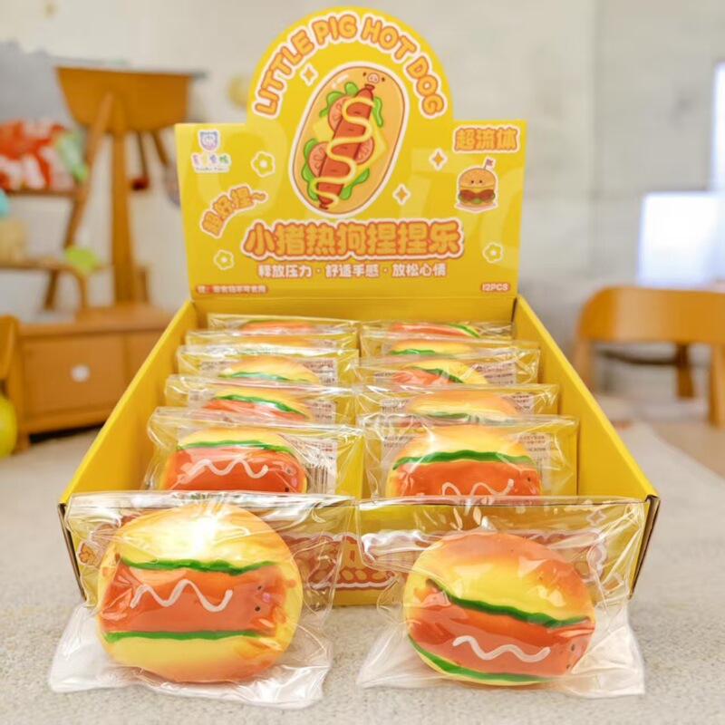 Simulated Hot Dog Slow Rebound Squeeze Toy Stress Relief Gadget for Elementary School Students, Wholesale Gifts for Stall Vendors, Stress-Relief Small Toys, Cross-Border