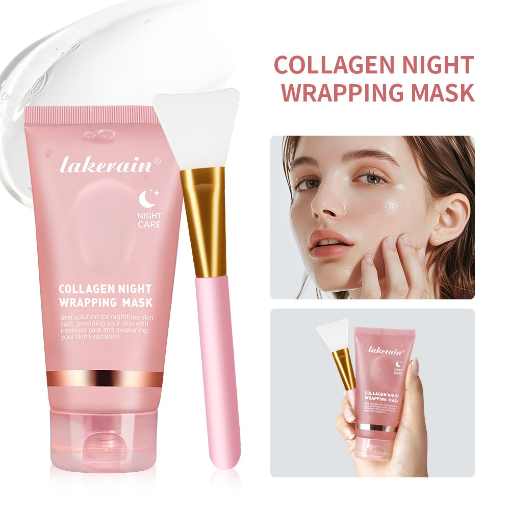 Lakerain Collagen Peel-Off Mask with Brush, Moisturizing and Hydrating Night Cream Peel-Off Mask
