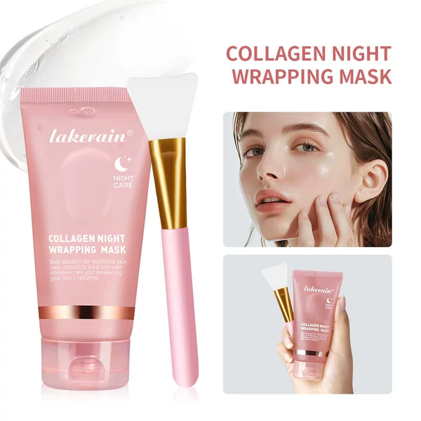 Lakerain Collagen Peel-Off Mask with Brush, Moisturizing and Hydrating Night Cream Peel-Off Mask