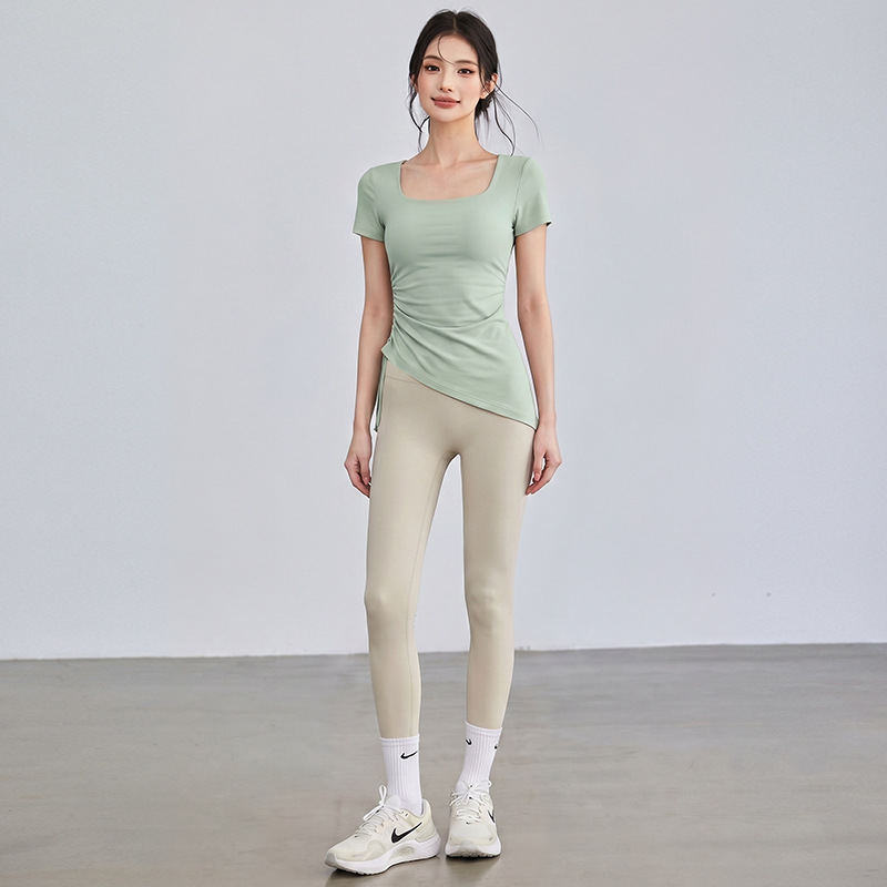 Cattail green top + ivory yoga pants / S [recommended weight within 50kg years old]