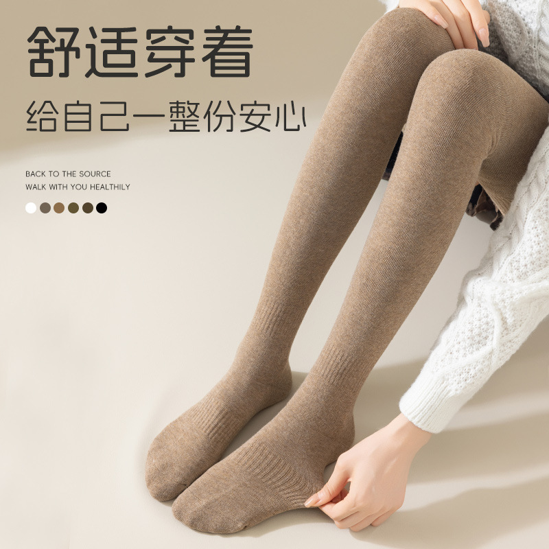 Winter and Spring New Ribbed Knee-High Socks with Fleece and Thickening, Women's Thigh Socks, Cold-Resistant and Warm, Long Socks, Slimming and Tall Socks