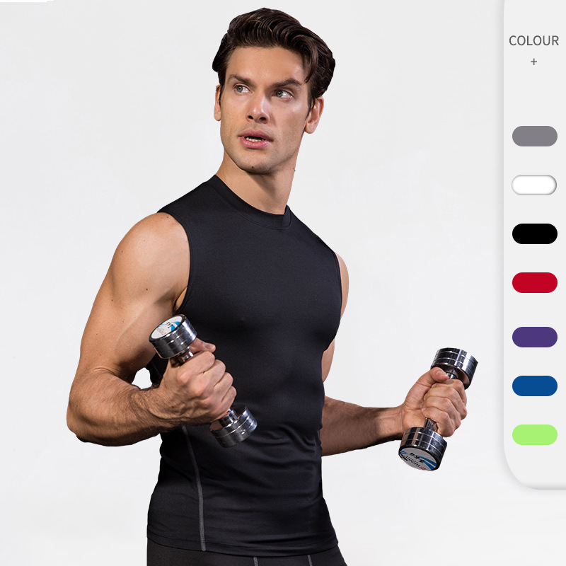 Men's tight-fitting training vest PRO sports running fitness basketball elastic clothing slim-fit short-sleeve body shaper