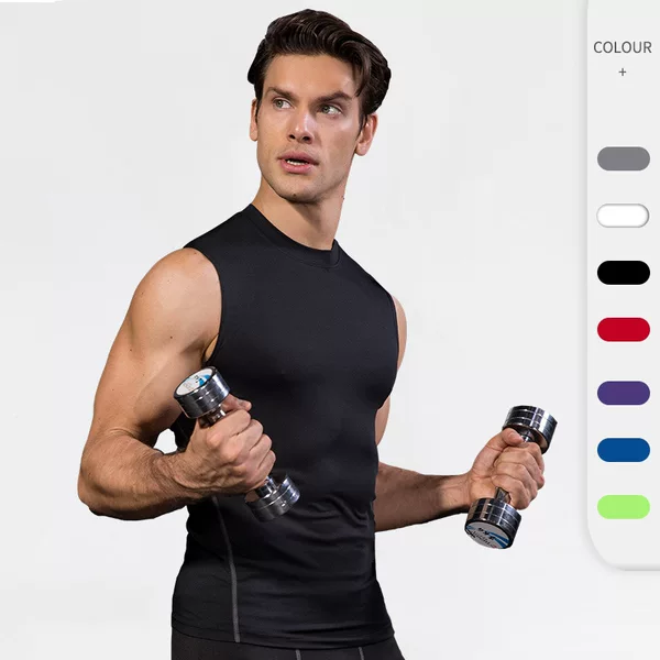 Men's tight-fitting training vest PRO sports running fitness basketball elastic clothing slim-fit short-sleeve body shaper