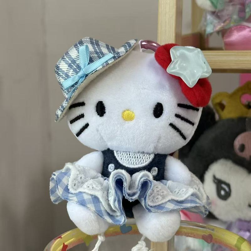 秋季新款格子礼帽kitty公仔钥匙扣星星挂件挂饰包包少女心可爱毛|undefined