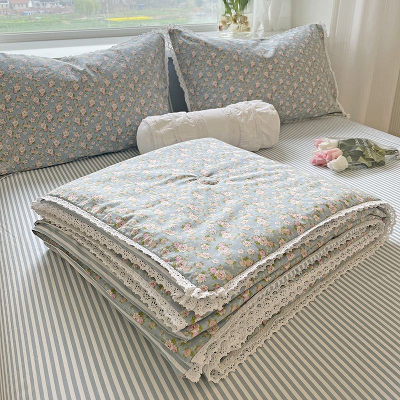 Cotton summer cool quilt four-piece Korean lace soybean fiber air conditioning quilt wholesale summer cotton thin quilt