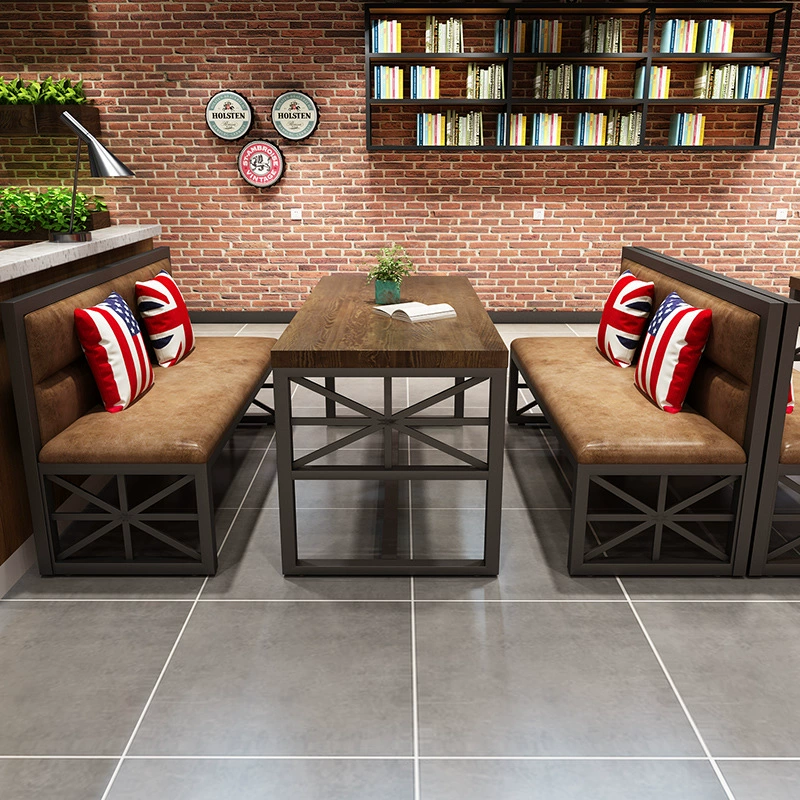 Промышленный ветер столы и стулья кард кованый коммерческий ресторан Qingbar барбекю горячий горшок бар винтажный диван столовая комбинация