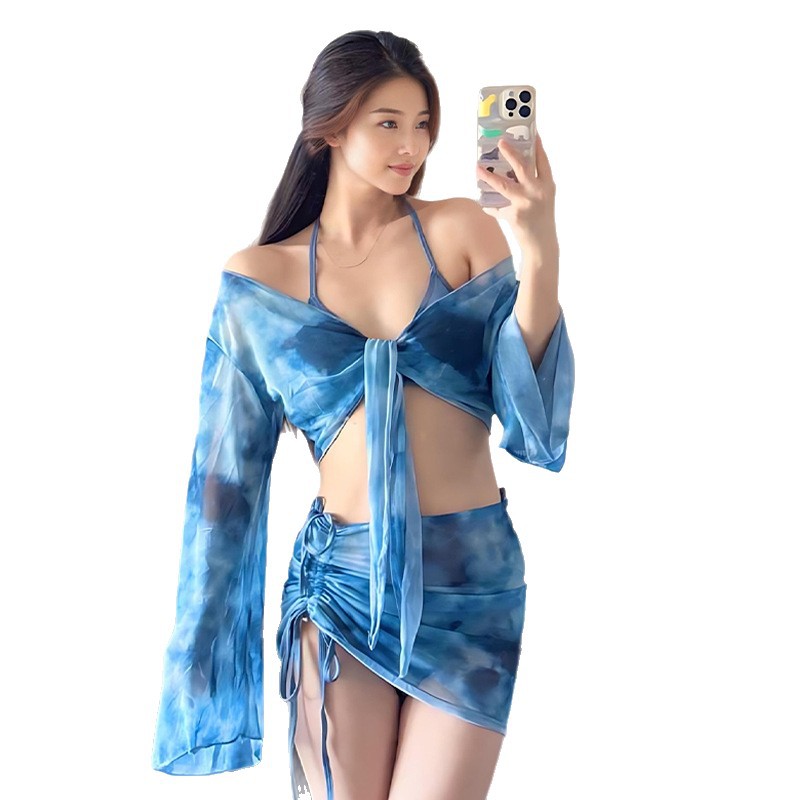 Traje de baño dividido protector solar de manga larga ligero personalizado para mujer Bikini Beach Water Park Advanced Swimming logo impreso