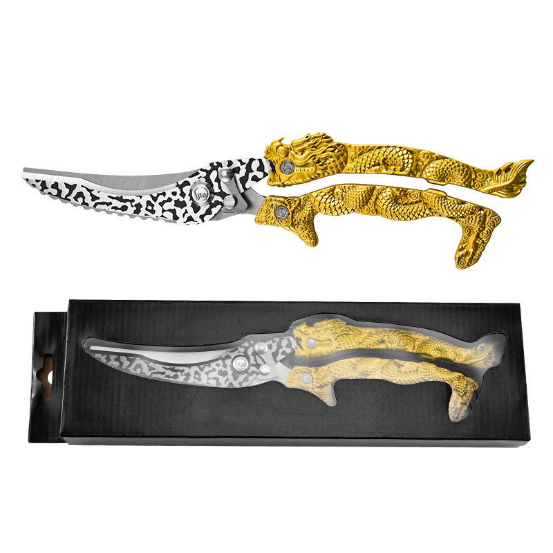 Gran por mayor mano de dragón fuerte tijeras de hueso de pollo de acero inoxidable multifuncional tijeras de barbacoa al aire libre tijeras de cocina de alimentos cocinados caseros