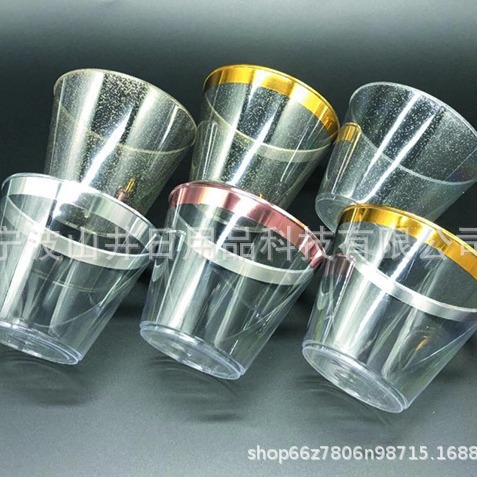 9oz de impresión LOGOTIPO de color bronceado taza de plástico verde taza de aviación desechable cena fiesta taza de plástico transparente image 3