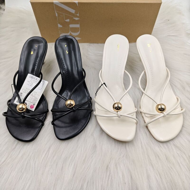Za's 2026 Summer New Style Thin-Strap High-Heeled Women's Shoes, Sweet and Fashionable Love-Heart Rhinestone Buckle Thin-Heeled Sandals
