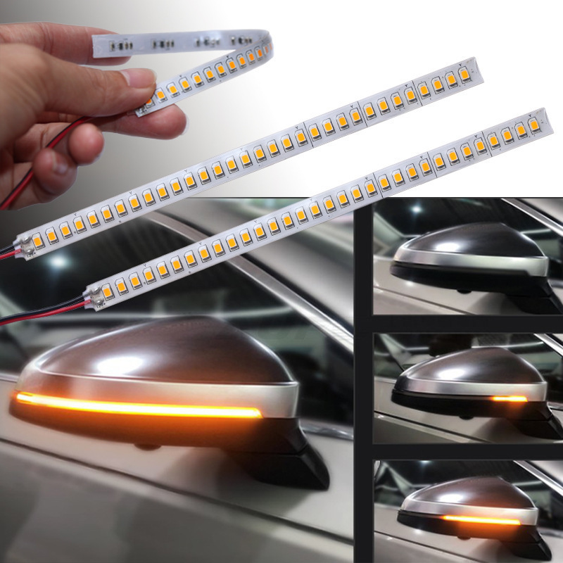 Espejo retrovisor del automóvil luz de corriente de dirección luz de corriente actualización de arranque escaneado luz diurna LED retrovisor correa de luz de modificación
