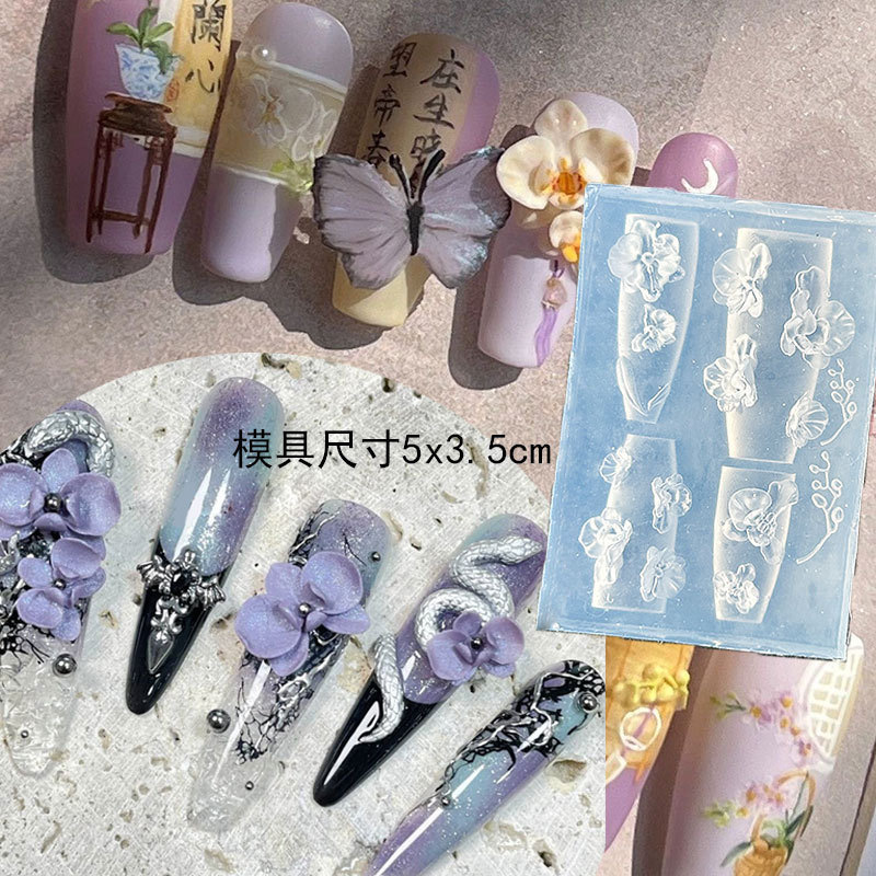 Molde de manicura amor arco en relieve flor ornamentos molde abrasivo alta permeabilidad estereoscópica DIY decoración molde de silicona