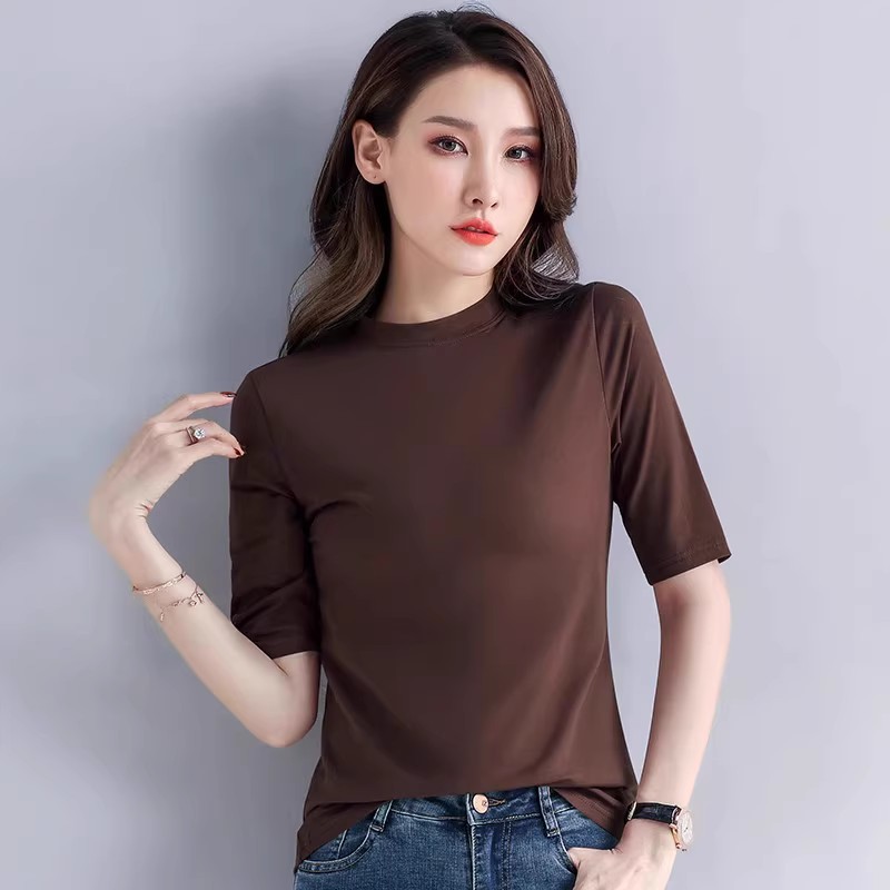 브라운 하프 터틀넥 소매