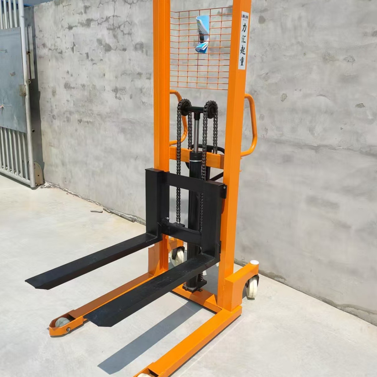 Vehículo elevador hidráulico manual con carretilla elevadora Vehículo elevador manual Vehículo elevador hidráulico carretilla elevadora gruesa apilamiento elevación