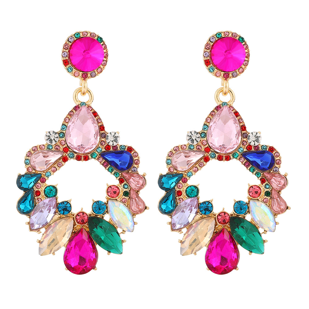 Daily Occasion Rhinestone Material 1 Pair Retro Flower Rhinestone Inlay Rhinestones Women's Drop Earrings
