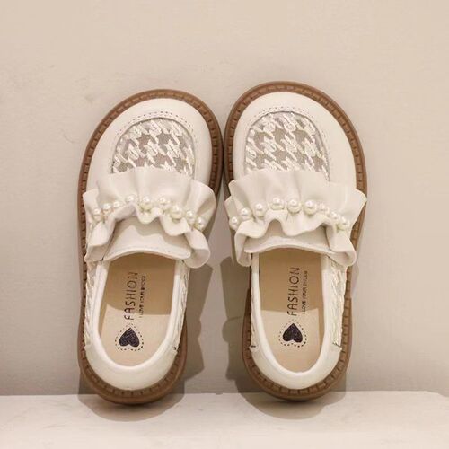  Spring New Girl's Leather Shoes for Children - Big Kid Breathable Mesh Shoes with Soft Sole Princess Mary Jane Trendy and Popular Shoes