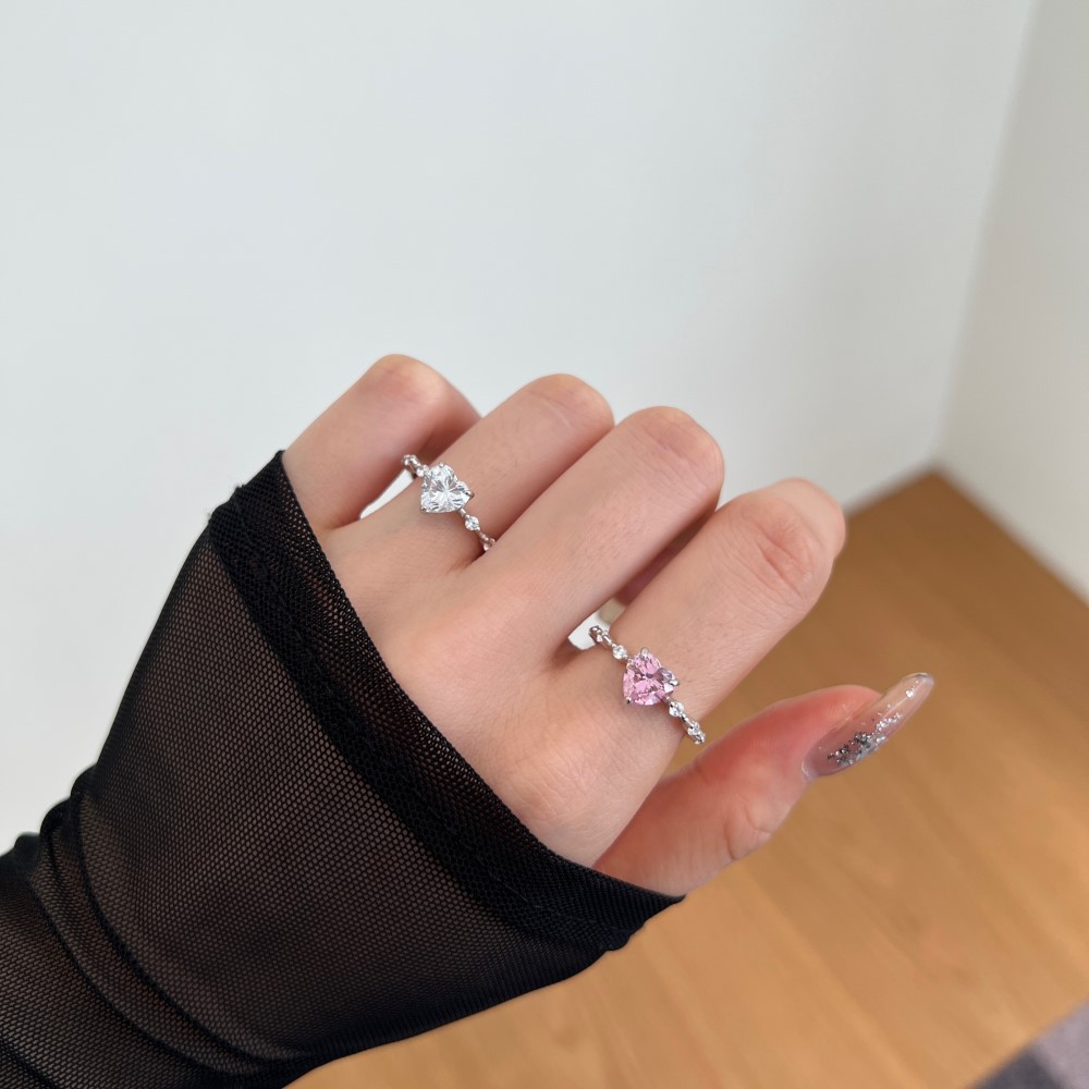 3g Weight Zircon Inlay Material Rings Classification 5, 9 Ring Size Banquet, Daily Occasion 925 Sterling Silver Material Heart Shape Pattern 2025 Spring and Summer Season Women's Gender Plating Design Elegant, Simple Style Style 925 Sterling Silver Zircon Heart Shape Rings 925 Sterling Silver Rings 6