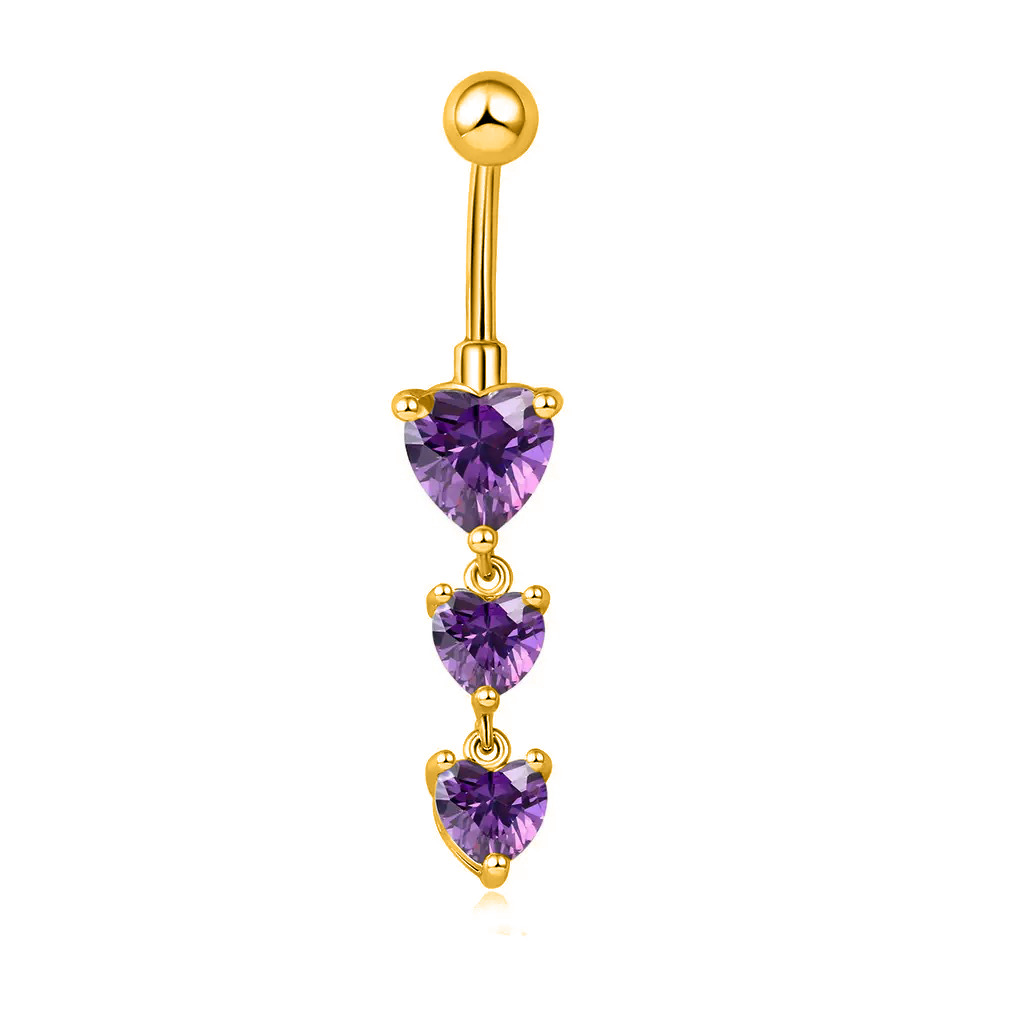 Heart-shaped Zirconia Belly Button Ring In Copper Piercing Jewellery_voghion.com