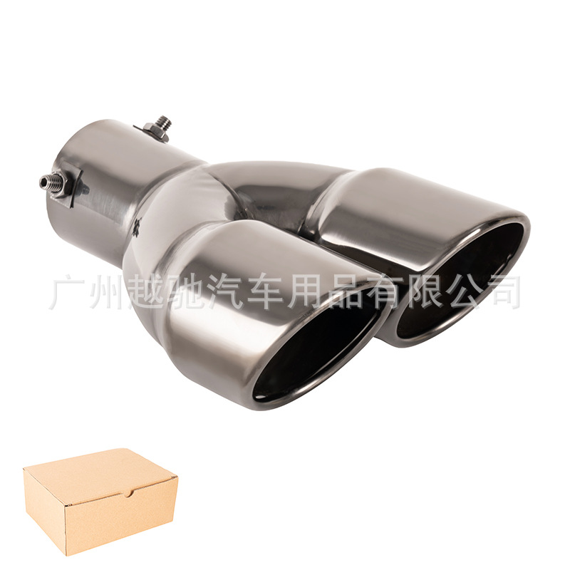 Tubo de escape de doble tubo modificado del automóvil uno fuera dos silenciador de garganta trasera decorativo tipo engrosado universal tubo de cola de garganta trasera de doble salida
