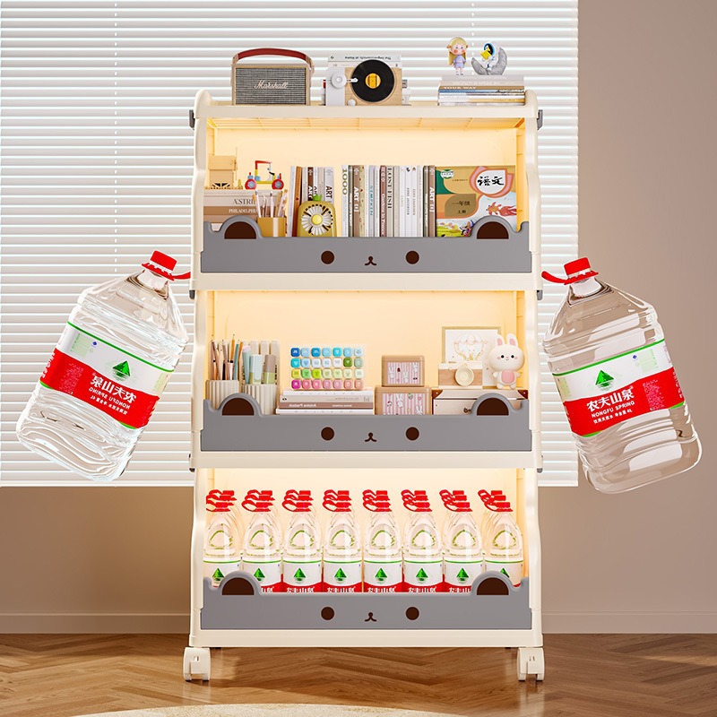 Estante de libros para niños Estante de almacenamiento de juguetes multicapa con ruedas Estante de almacenamiento Estante de almacenamiento de dormitorio Estante de almacenamiento piso multicapa