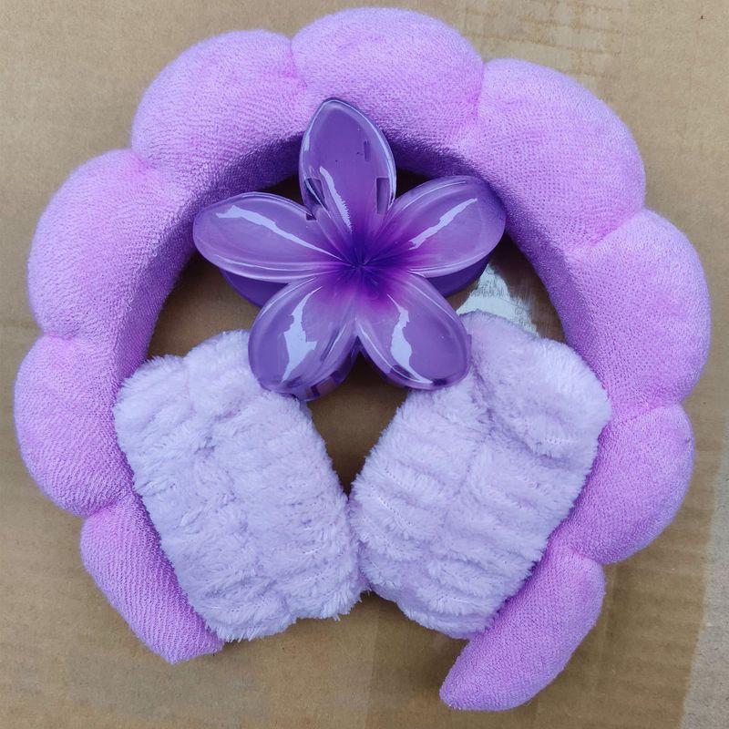 クロスボーダーの卵の花の泡の布のフランネルのスポンジの洗顔防水のカチューシャのカチューシャのセットの雲のカチューシャの髪飾り|undefined