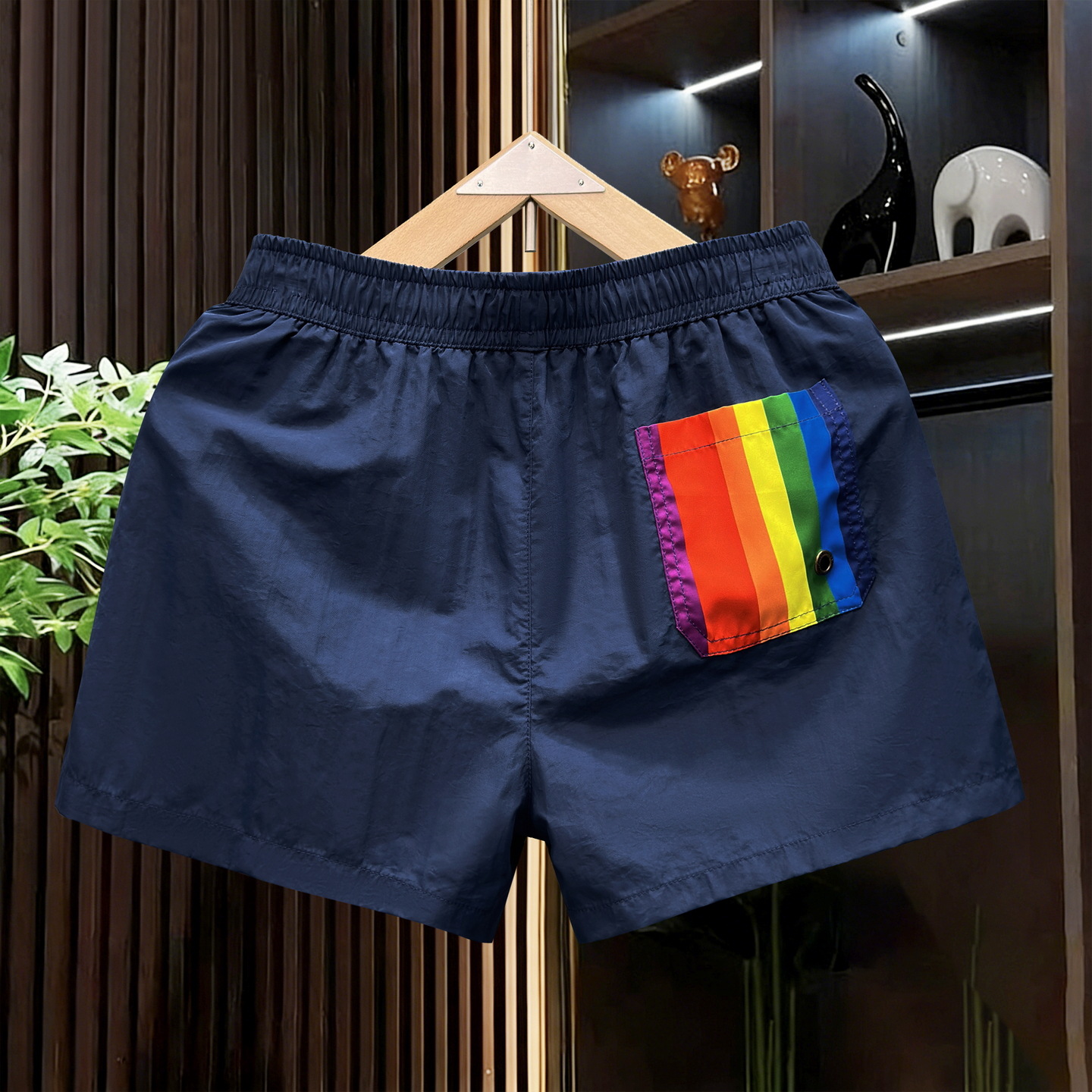 Men's Quick Drying Beach Shorts Stylish Elastic Waist Color Block High Quality Loose Fit Inner Lining Three Quarter Length_viptrois.com