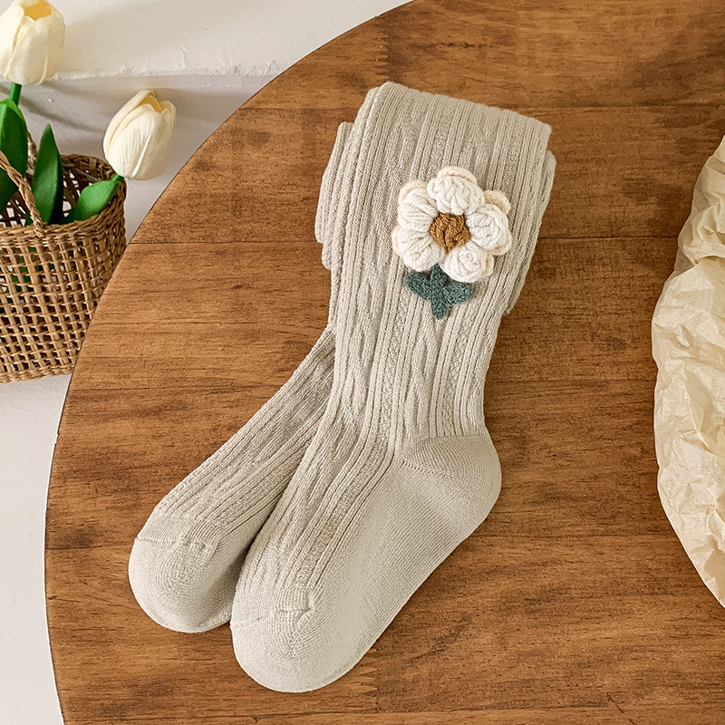 Nuevo otoño e invierno Bebé cepillado Flor de dibujos animados lindo pantimedias lindo calcetines calientes bebé leggings ajustables