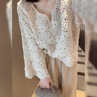 Spring, Autumn and Summer Women's Hollow Knitted European Tops Guangzhou Thirteen Lines 2025 New Bottoming Shirts