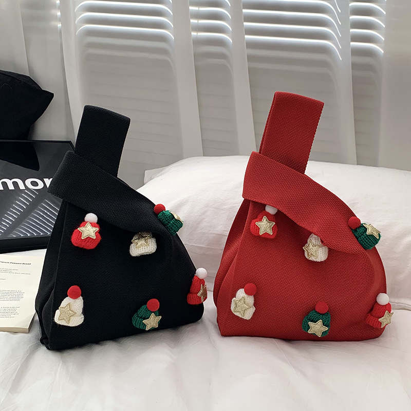 Bolso de mochila para mujeres versátil 2025 nuevo bolso de regalo de navidad sombrero tridimensional bolso de punto bolso de hombro