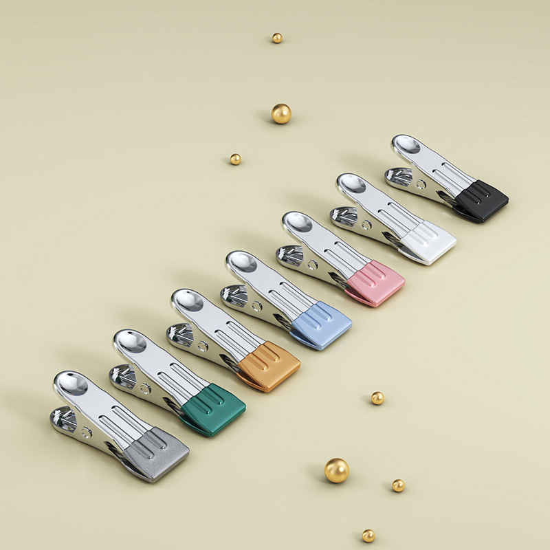 Wide-Mouth Rubber-Coated Flat Clips, Windproof Drying Clips, Non-Marking Clothespins for Home Use, Metal Stainless Steel Clips for Drying Clothes