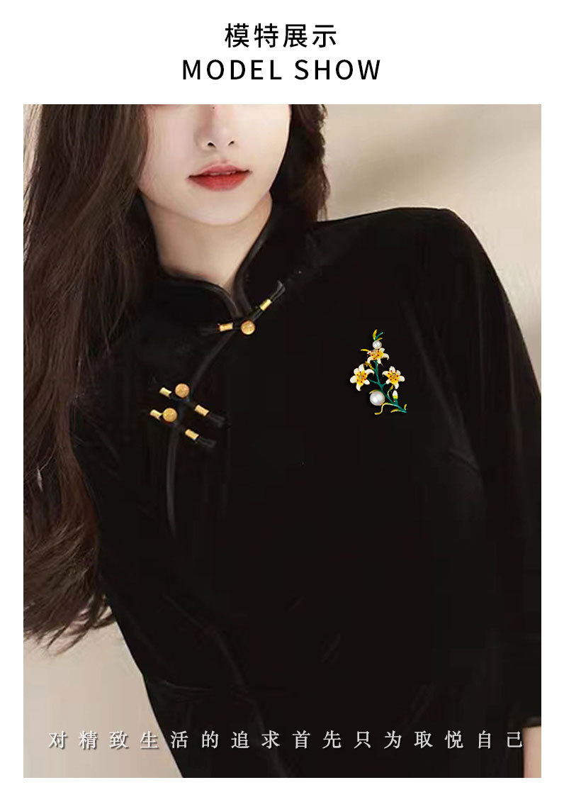 新品时尚优雅百合花胸针小众高级感珐琅彩花朵胸花毛衣