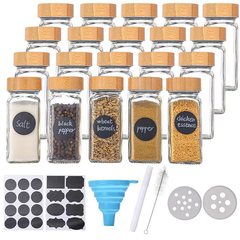 亚马逊专供4oz方瓶调料罐调味玻璃瓶套装香料瓶带孔撒粉罐子120ml