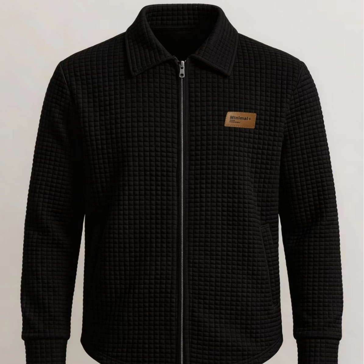 Cross-border trendy autumn and winter men's zippered plaid casual turn-down collar zip-up shirt European size fashion shirt zip-up sweatshirt for men