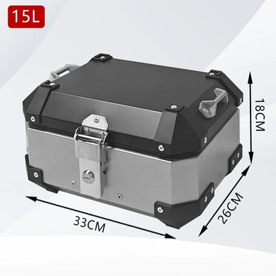 Motorcycle trunk — tail box for motorcycle - 15l-flat-silver-luxury-lining