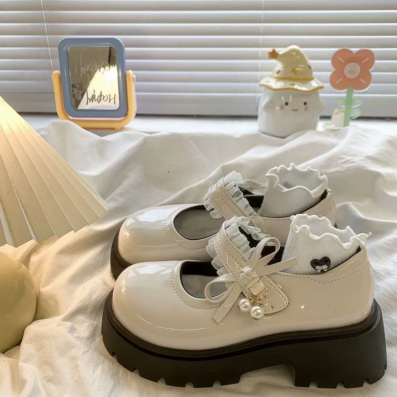 Туфли на среднем каблуке во французском стиле с юбками, маленькие кожаные туфли на толстой подошве в японском стиле для женщин, новые модные туфли Мэри Джейн, увеличивающие рост, 2025 года для женщин.