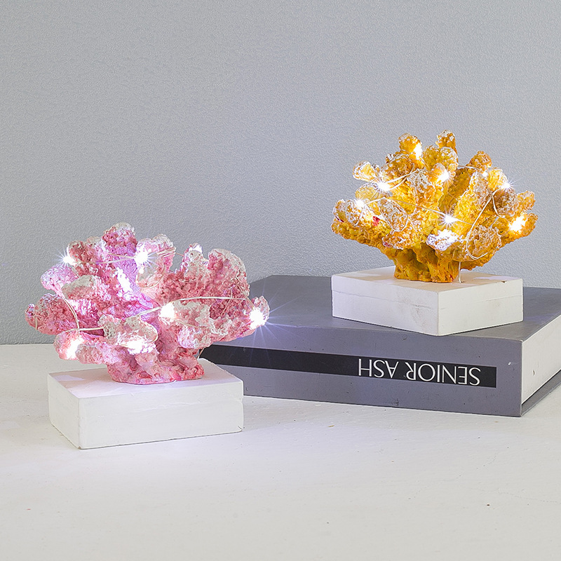 Mediterranean home decoration resin crafts LED coral lamp shooting props living room porch wine cabinet decorations