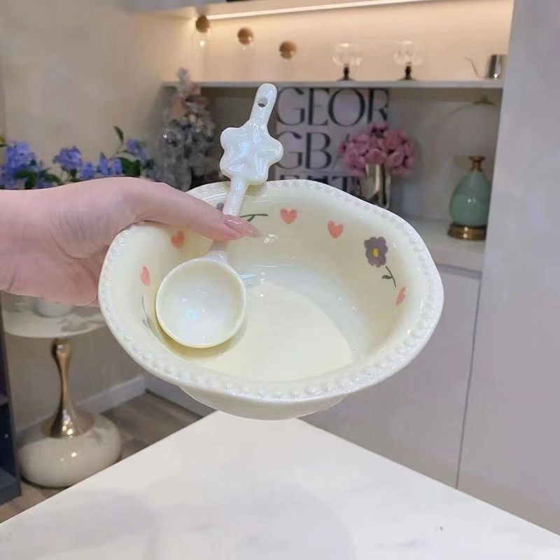 奶黄珍珠甜品沙拉碗星星勺陶瓷碗ins风餐具碗早餐碗高颜值甜品碗|undefined