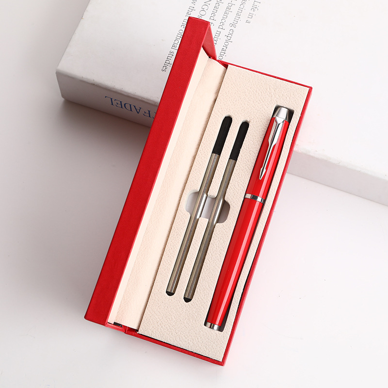 Bolígrafo de firma de metal rojo Guofeng caja de regalo de negocios conjunto de publicidad de alta calidad bolígrafo de impresión de logotipo bolígrafo neutro
