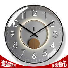 6380挂钟客厅钟表美式轻奢静音时钟挂表现代静音扫秒长续航石英钟