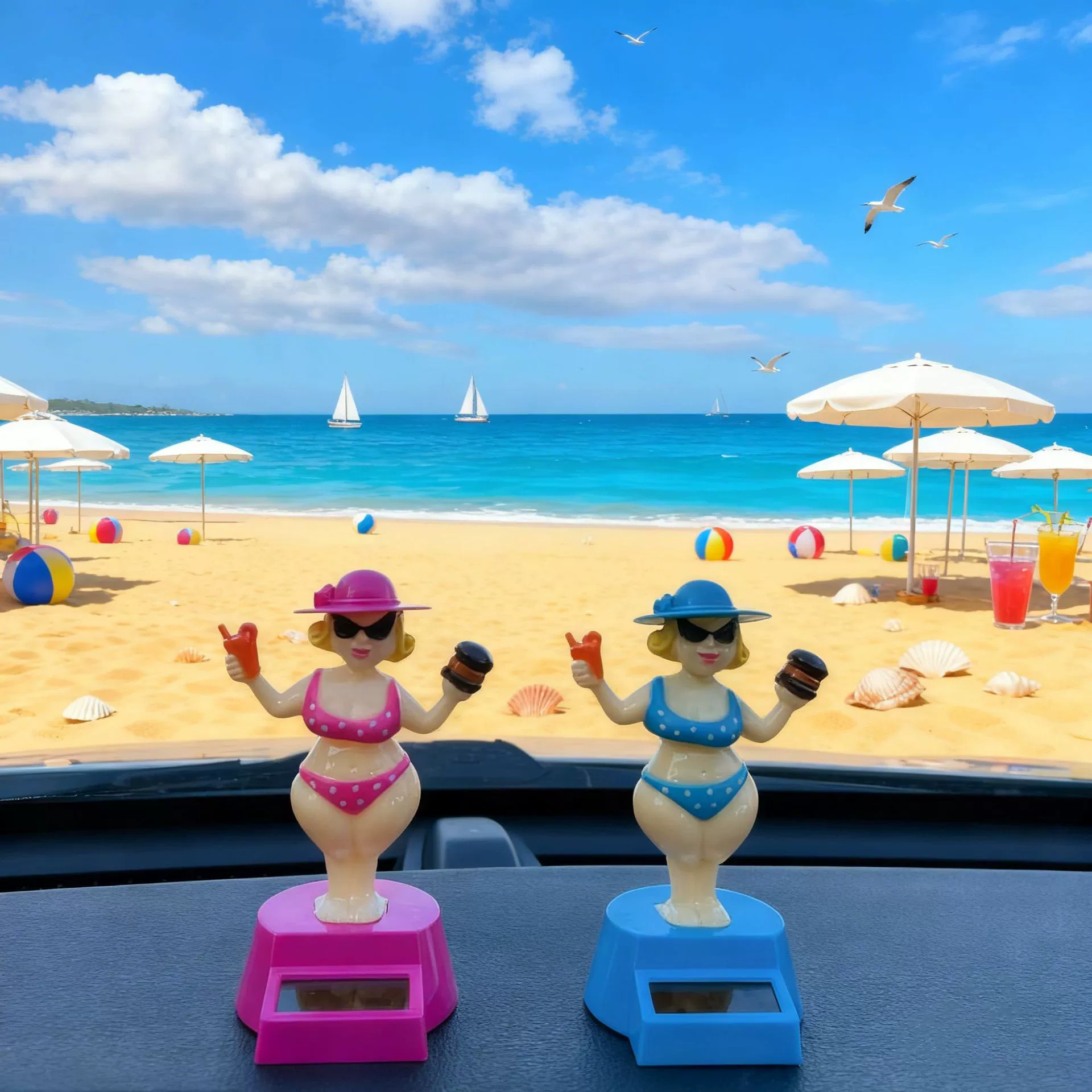 Коллекционная фигурка-бобблхед в виде девушки в бикини, мультяшная игрушка, подарок для детей, украшение для салона автомобиля, автомобильный аксессуар.