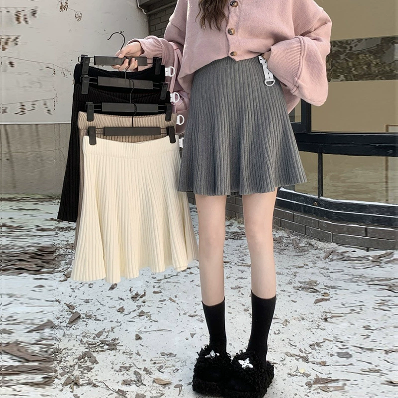 Юбка для беременных осенью и зимой маленькая корейская дикая трикотажная короткая юбка весной и осенью с высокой талией