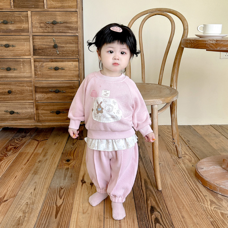 女宝宝春秋装套装新款韩版婴幼童秋季可爱卫衣裤子外出洋气两件装|undefined