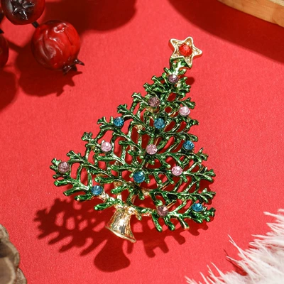 Yaxa sancaqları Christmas tree brooch alloy enamel
