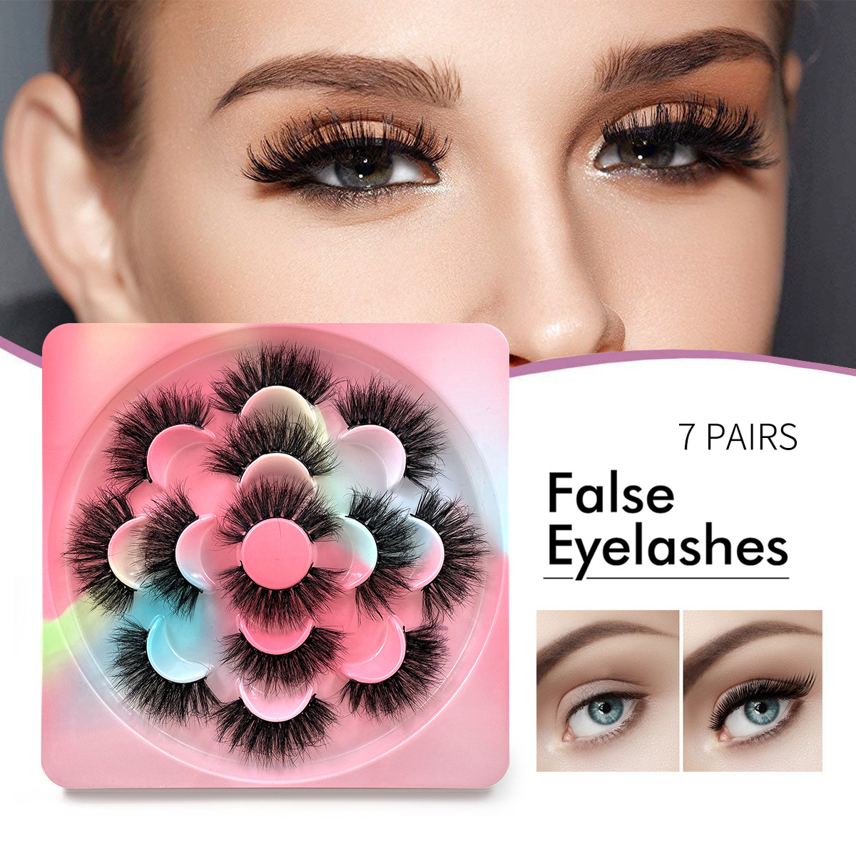 3D natural thick false eyelashes 7 pairs...