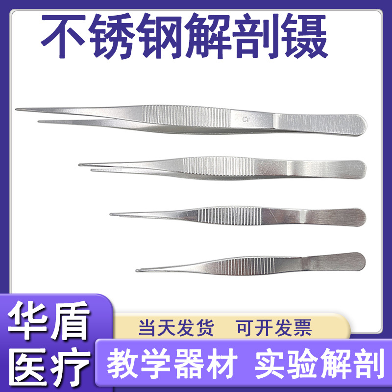 不锈钢解剖镊尖头镊有齿医院实验室镊夹持钳辅料镊组织镊