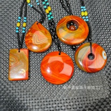 天然战国红玛瑙无事牌项链毛衣链玉佩吊坠男女款项链玉坠挂件