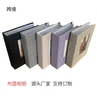 跨境布面皮面开窗相册影集相本3寸6寸7寸10寸照片收纳支持贴标